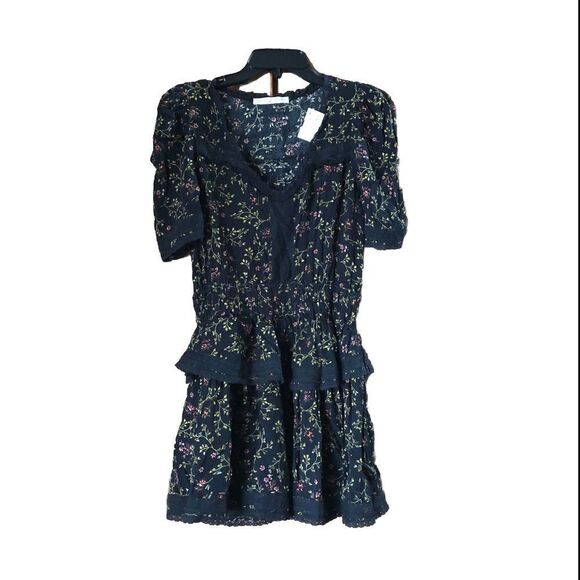 EYE OF THE NEEDLE Dark Romance Ditsy Print Ruffle Mini Dress - S - Picture 1 of 16